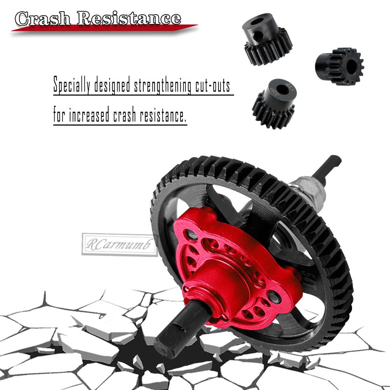 Rcarmumb 54T Spur Gear Upgrades Part for Slash Stampede Rustler 4X4(VXL), Hardened Steel Slipper Clutch Eliminator 54T Spur Gear with Pinions Gears Set(15T 17T 19T) RC Upgrades,#6878,Red - Image 4